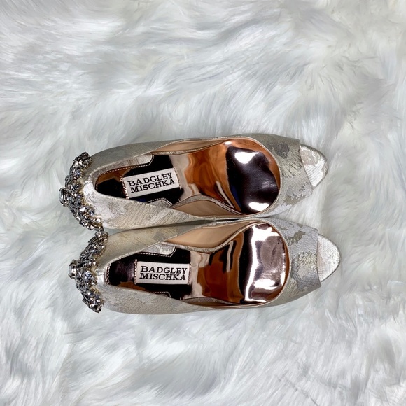 Badgley Mischka Kiara Crystal Back Peep Toe Pump - Picture 4 of 8